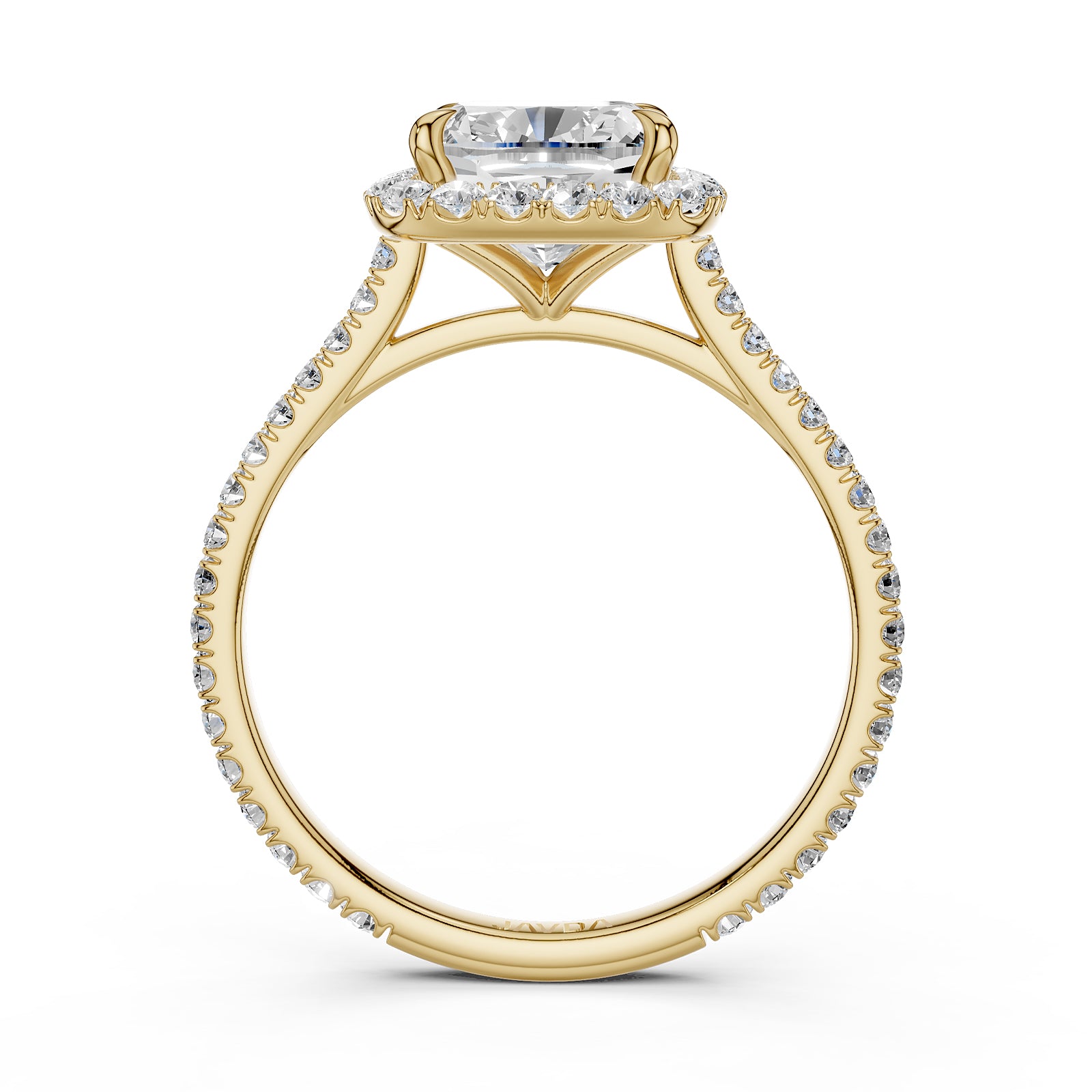 French U Pave Halo 2.54 Ctw. Round IGI Certified Diamond Engagement Ring